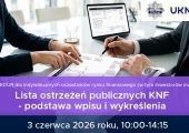 Grafika informacyjna webinarium Urzędu KNF dla indywidualnych uczestników rynku finansowego - Lista Ostrzeżeń Publicznych KNF - 3 czerwca 2026 roku